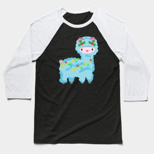 fluffy holiday blue llama Baseball T-Shirt